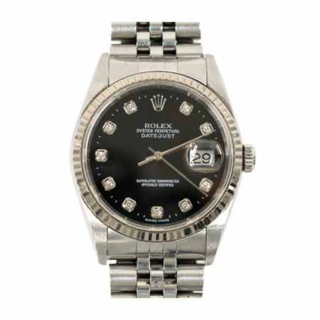 Rolex Datejust 36 White Gold and Steel Black Diamond Dial 16234G