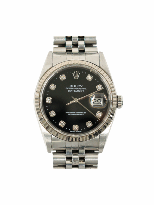 Rolex Datejust 36 White Gold and Steel Black Diamond Dial 16234G