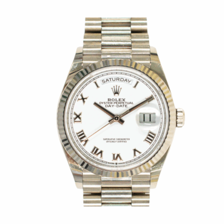 Rolex Day-Date 36 White Gold White Roman Dial 128239