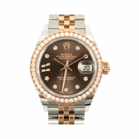 Rolex Lady-Datejust Rose Gold and Steel Chocolate Star Diamond Dial 279381RBR