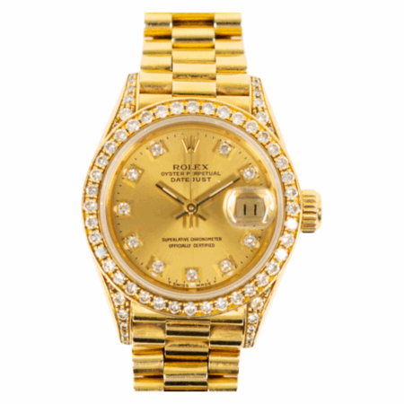 Rolex Datejust 26mm Yellow Gold Diamond Bezel Champagne Diamond Dial 69158G