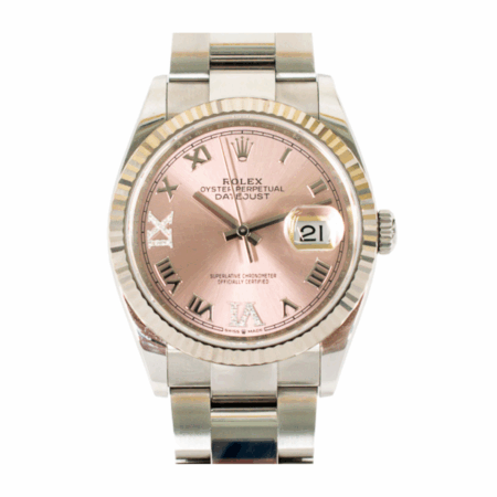Rolex Datejust 36 White Gold and Steel Pink "VI&IX" Diamond Dial 126234