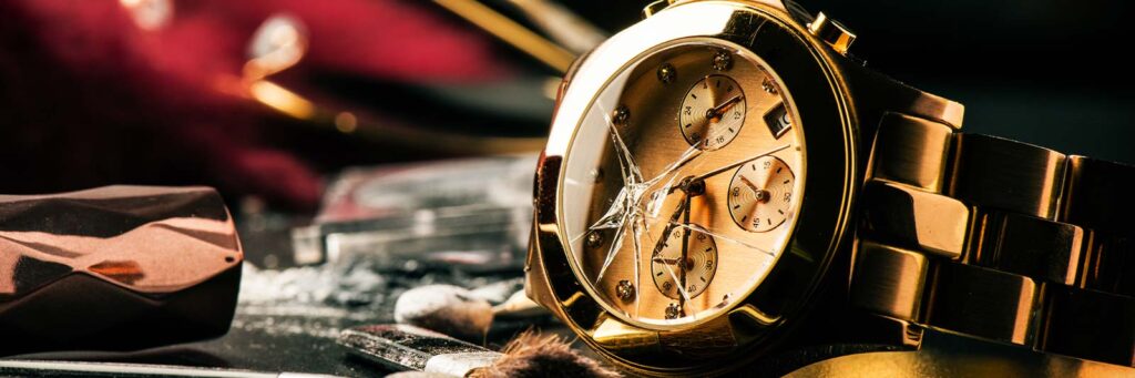 gold, luxury watch showing signs of needing service
