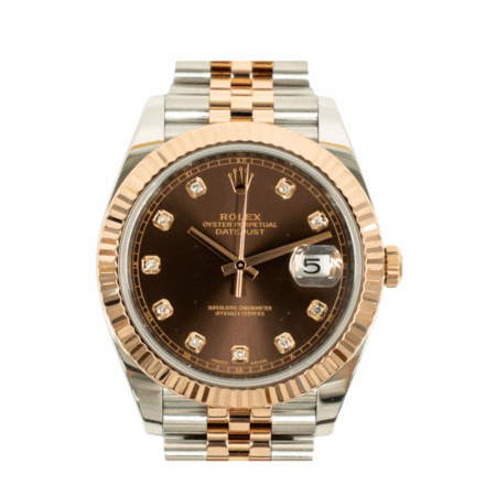 Rolex Datejust 41 Stainless Steel and Rose Gold Chocolate Diamond Dial 126331G