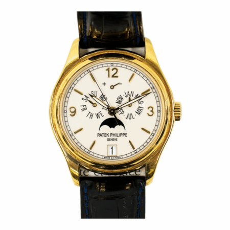 Patek Philippe Annual Calendar Moon Phases Yellow Gold White Arabic Dial 5146J-001