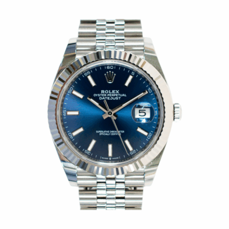 Rolex Datejust 41 Stainless Steel and White Gold Blue Stick Dial 126334