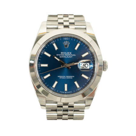 Rolex Datejust 41 Stainless Steel Blue Stick Dial 126300