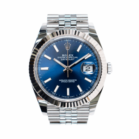 Rolex Datejust 41 Stainless Steel and White Gold Blue Stick Dial 126334