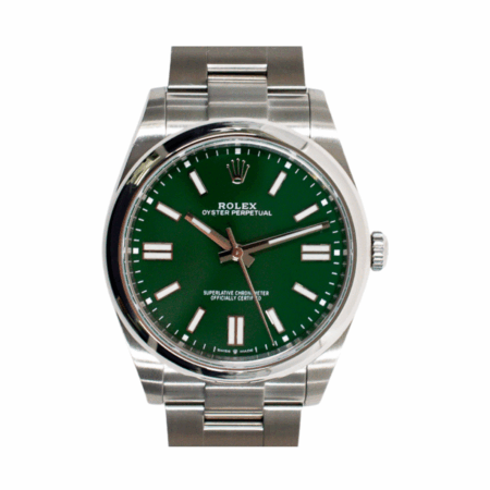 Rolex Oyster Perpetual 41 Stainless Steel Green Stick Dial 124300