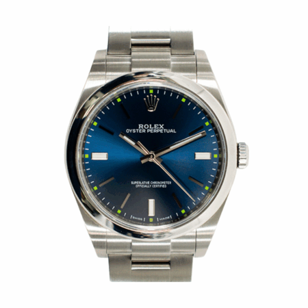 Rolex Oyster Perpetual 39 Stainless Steel Blue Stick Dial 114300
