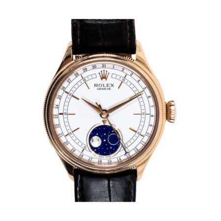 Rolex Cellini Moonphase Rose Gold White Dial 50535