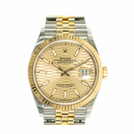 Rolex Datejust 36 Stainless Steel and Yellow Gold Champagne Fluted Dial 126233