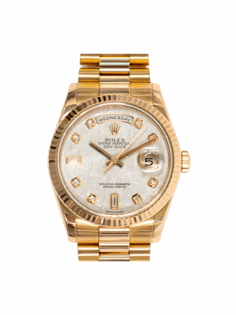 サンテクレア-ル　フローライト　ゴ-ルド Rolex Day-Date 36 Rose Gold Meteorite Diamond Dial 118235F
