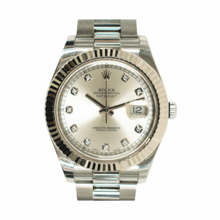 Rolex Datejust II Stainless Steel and White Gold Silver Diamond Dial 116334