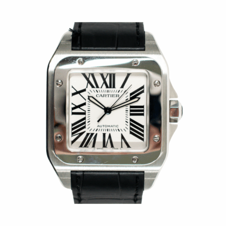 Cartier Santos 100 Stainless Steel White Roman Dial W20073X8