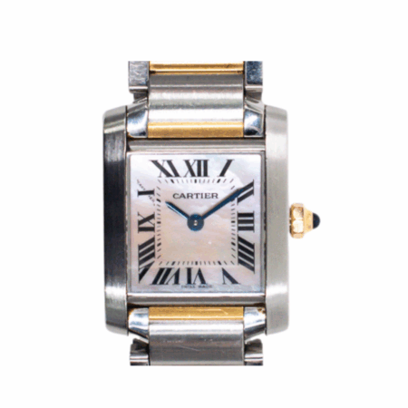 Cartier Tank Francaise Stainless Steel and Rose Gold Pink Roman Dial W51027Q4