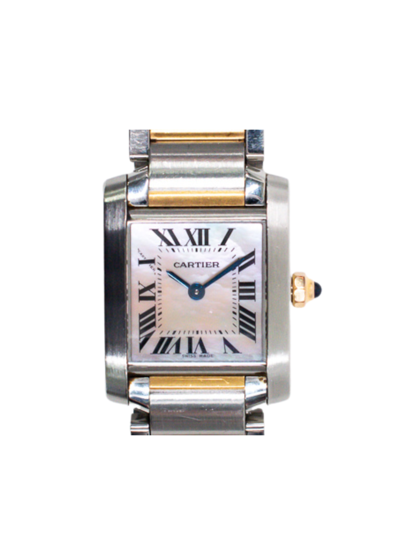 Cartier Tank Francaise Stainless Steel and Rose Gold Pink Roman Dial W51027Q4