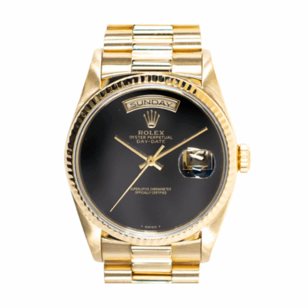 Rolex Day-Date 36 Yellow Gold Black Onyx Dial 18238