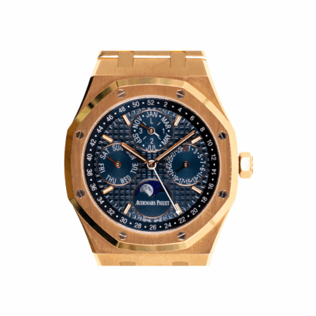 Audemars Piguet Royal Oak Perpetual Calendar Rose Gold Blue Arabic Dial 26574OR.OO.1220OR.02