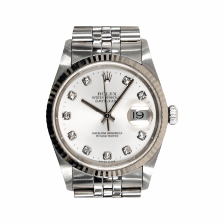 Rolex Datejust 36 Stainless Steel/White Gold Silver Diamond Dial 16234G