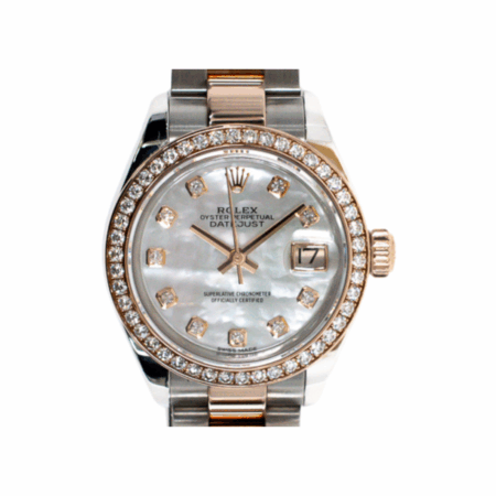 Rolex Lady-Datejust Stainless Steel/Rose Gold White MOP Diamond Dial 279381RBR