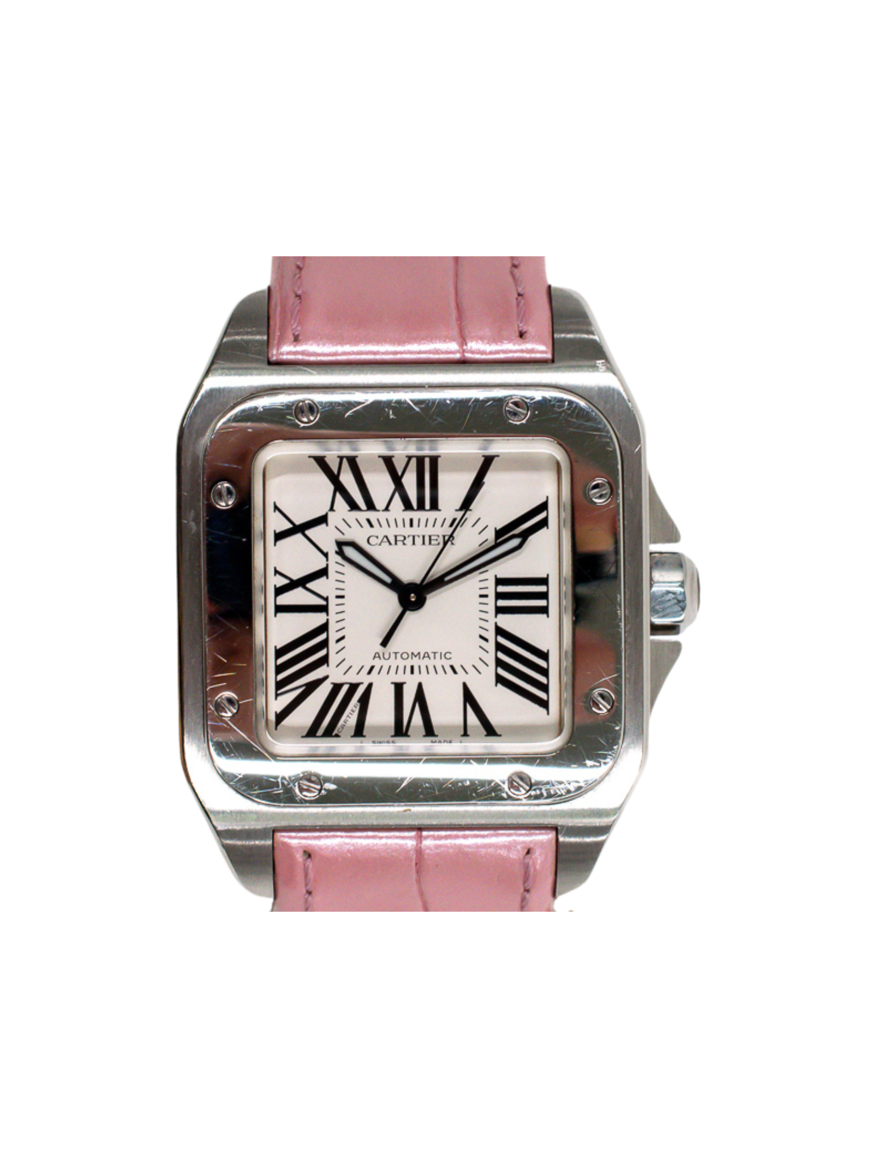 Cartier Santos 100 Stainless Steel Silver Roman Dial W20106X8