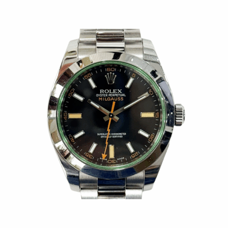 Rolex Milgauss Stainless Steel Green Crystal Black Stick Dial 116400GV