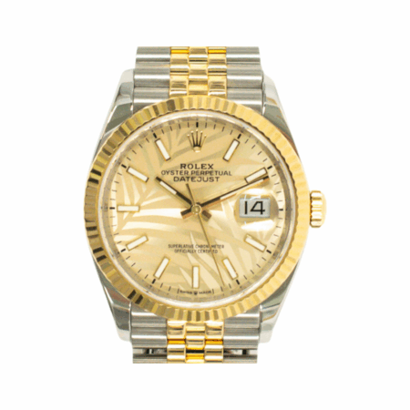 Rolex Datejust 36 Steel/Gold Champagne Palm Motif Dial 126233