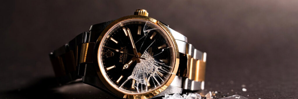 cracked and damaged Rolex showing one of the top watch problems fixed in west palm beach