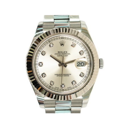 Rolex Datejust II Stainless Steel/White Gold Silver Diamond Dial 116334