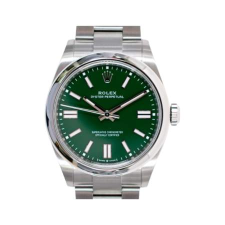 Rolex Oyster Perpetual Stainless Steel Green Stick Dial 134300