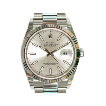 Rolex Datejust 36 Stainless Steel and White Gold Silver Dial 126234