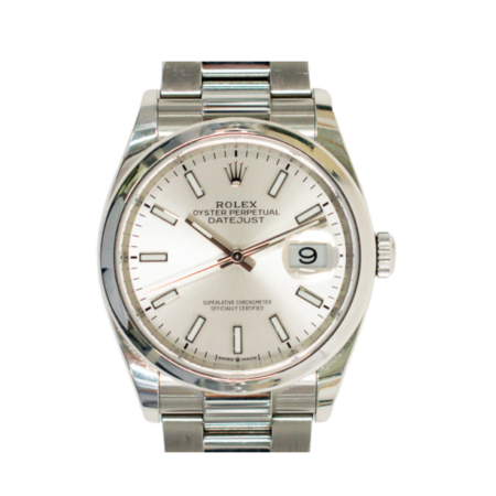 Rolex Datejust 36 Stainless Steel Domed Bezel Silver Dial 126200