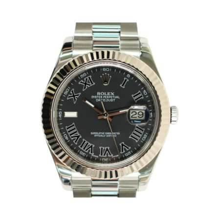 Rolex Datejust II Stainless Steel and White Gold Black Roman Dial 116334