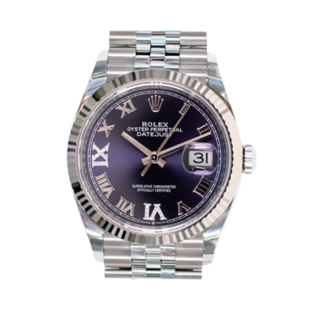 Rolex Datejust 36 Steel and White Gold Purple "VI & IX" Diamond 126234