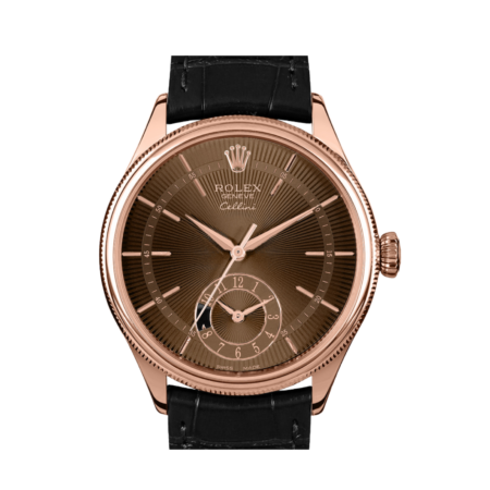 Rolex Cellini Dual Time Rose Gold Brown Dial 50525