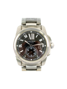 Cartier Calibre De Cartier Stainless Steel Black Roman Dial W7100016