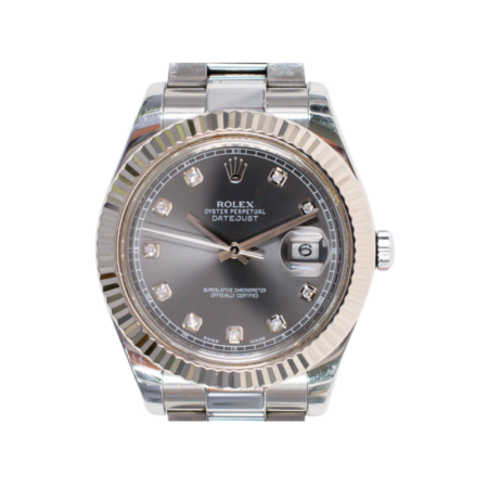 Rolex Datejust II Stainless Steel and White Gold Slate Diamond Dial 116334G