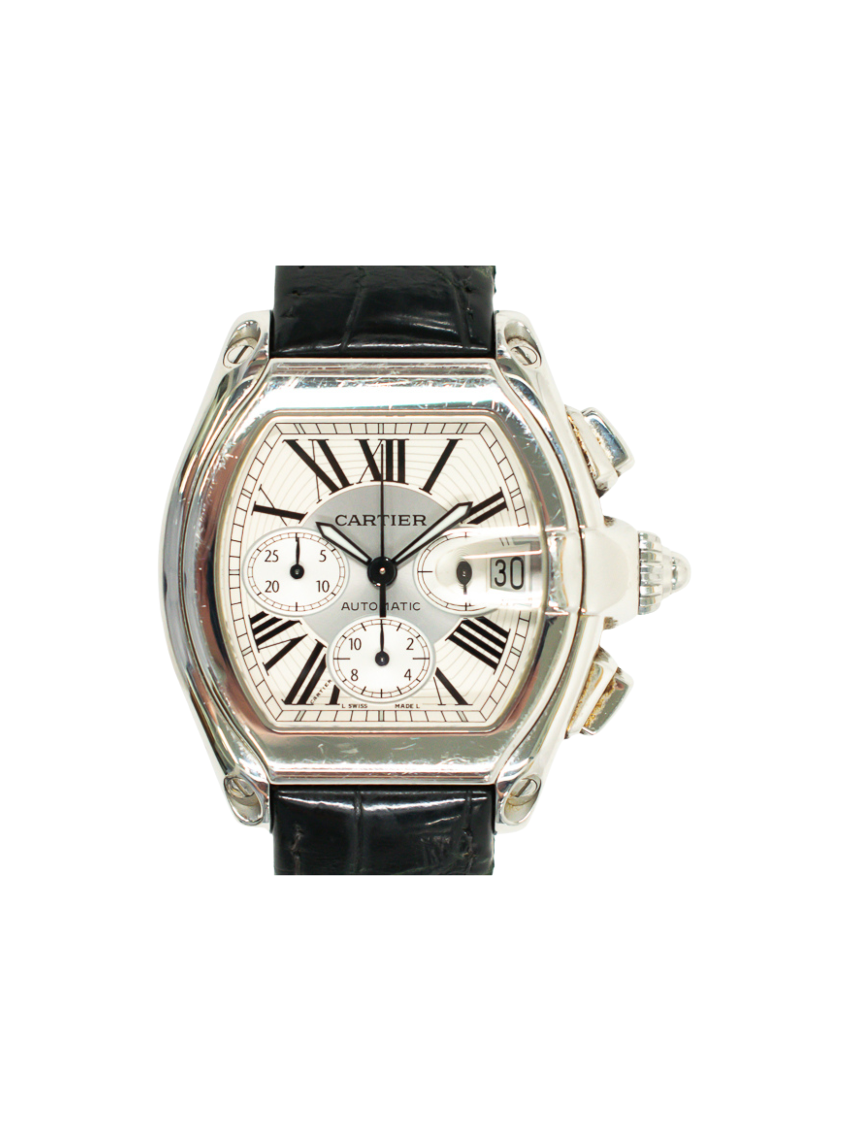 Cartier Roadster XL Stainless Steel White Roman Dial W62019X6