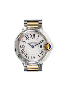 Cartier Ballon Bleu Stainless Steel and Yellow Gold Silver Roman Dial W69007Z3