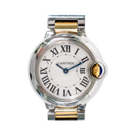 Cartier Ballon Bleu Stainless Steel and Yellow Gold Silver Roman Dial W69007Z3