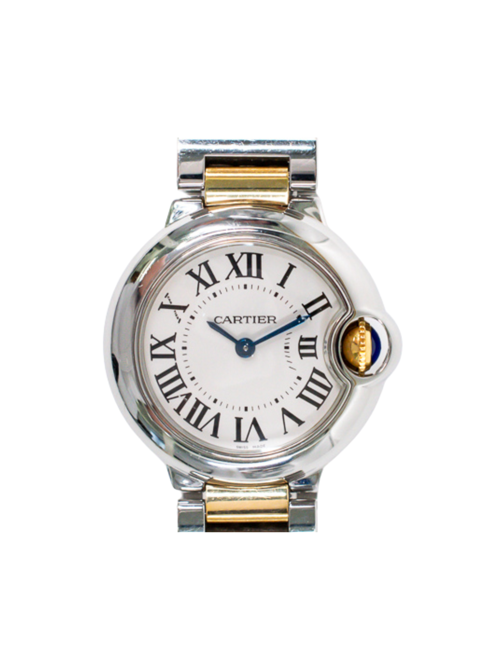 Cartier Ballon Bleu Stainless Steel and Yellow Gold Silver Roman Dial W69007Z3
