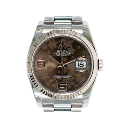 Rolex Datejust 36 Stainless Steel/White Gold Brown Flower Dial 116234
