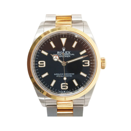 Rolex Explorer Stainless Steel and Yellow Gold Black Arabic Dial 124273