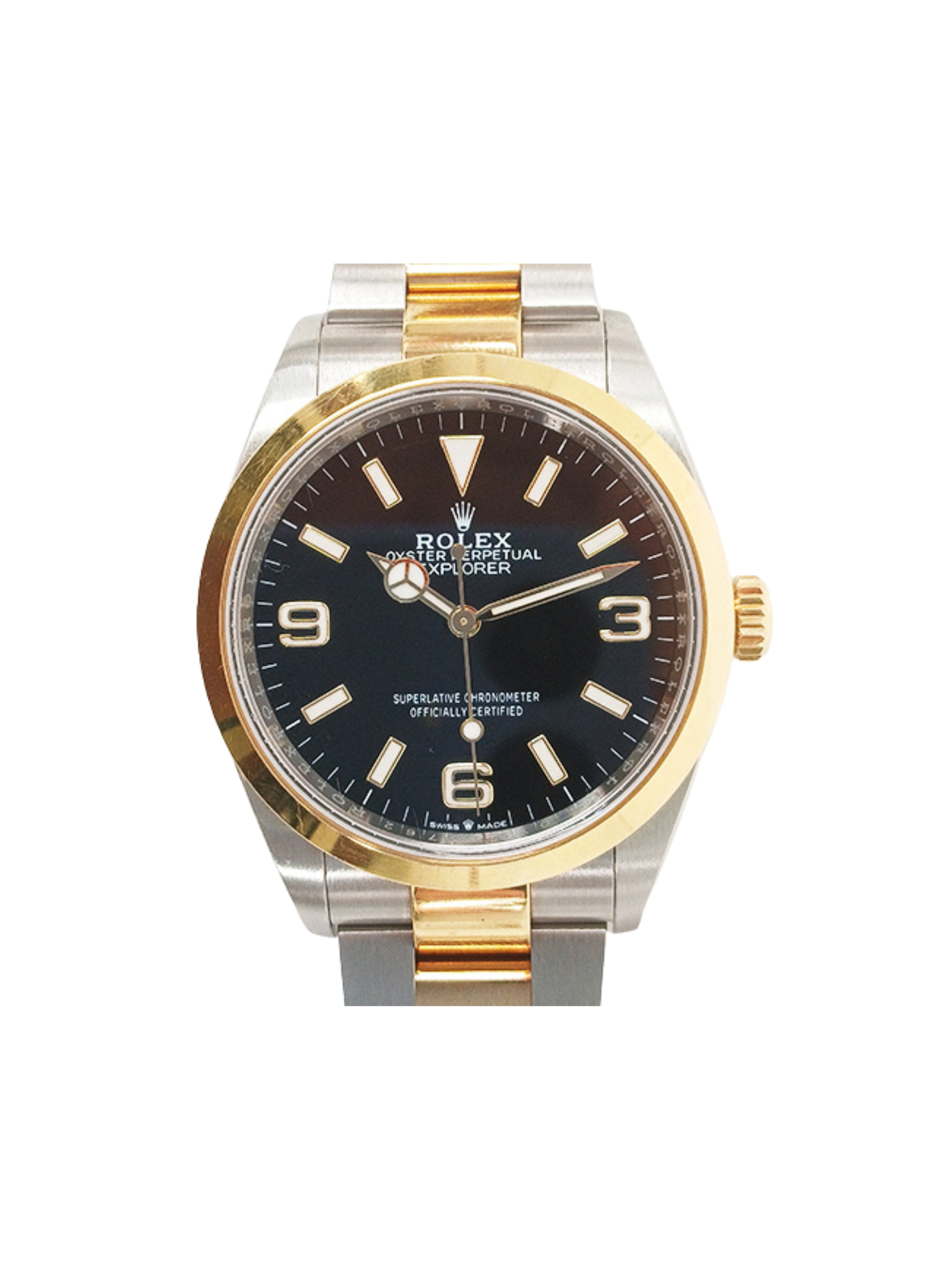 Rolex Explorer Stainless Steel and Yellow Gold Black Arabic Dial 124273
