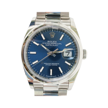 Rolex Datejust 36 Stainless Steel Smooth Bezel Blue Dial 126200
