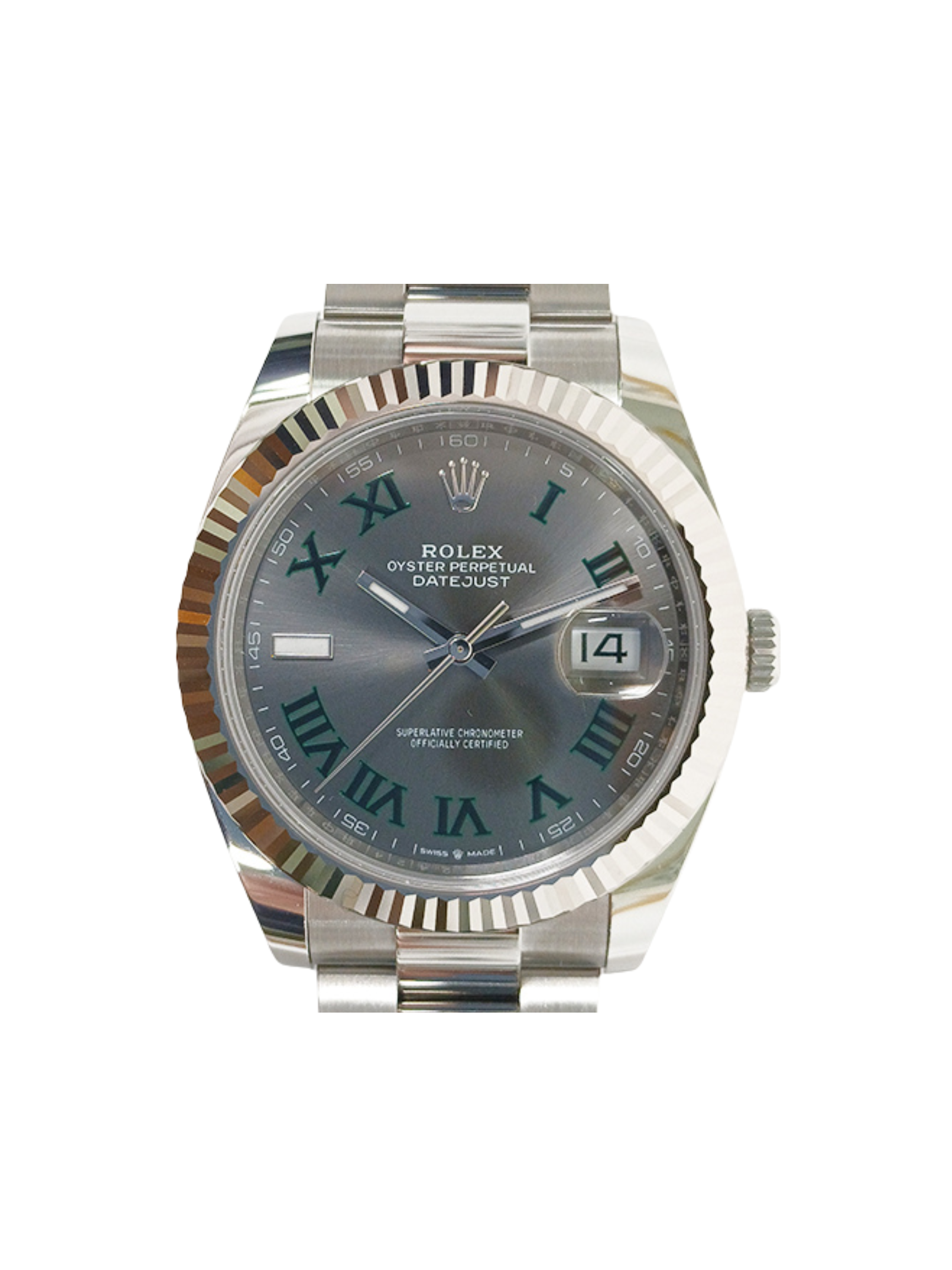 Rolex Datejust 41 Stainless Steel and White Gold Wimbledon Roman Dial 126334