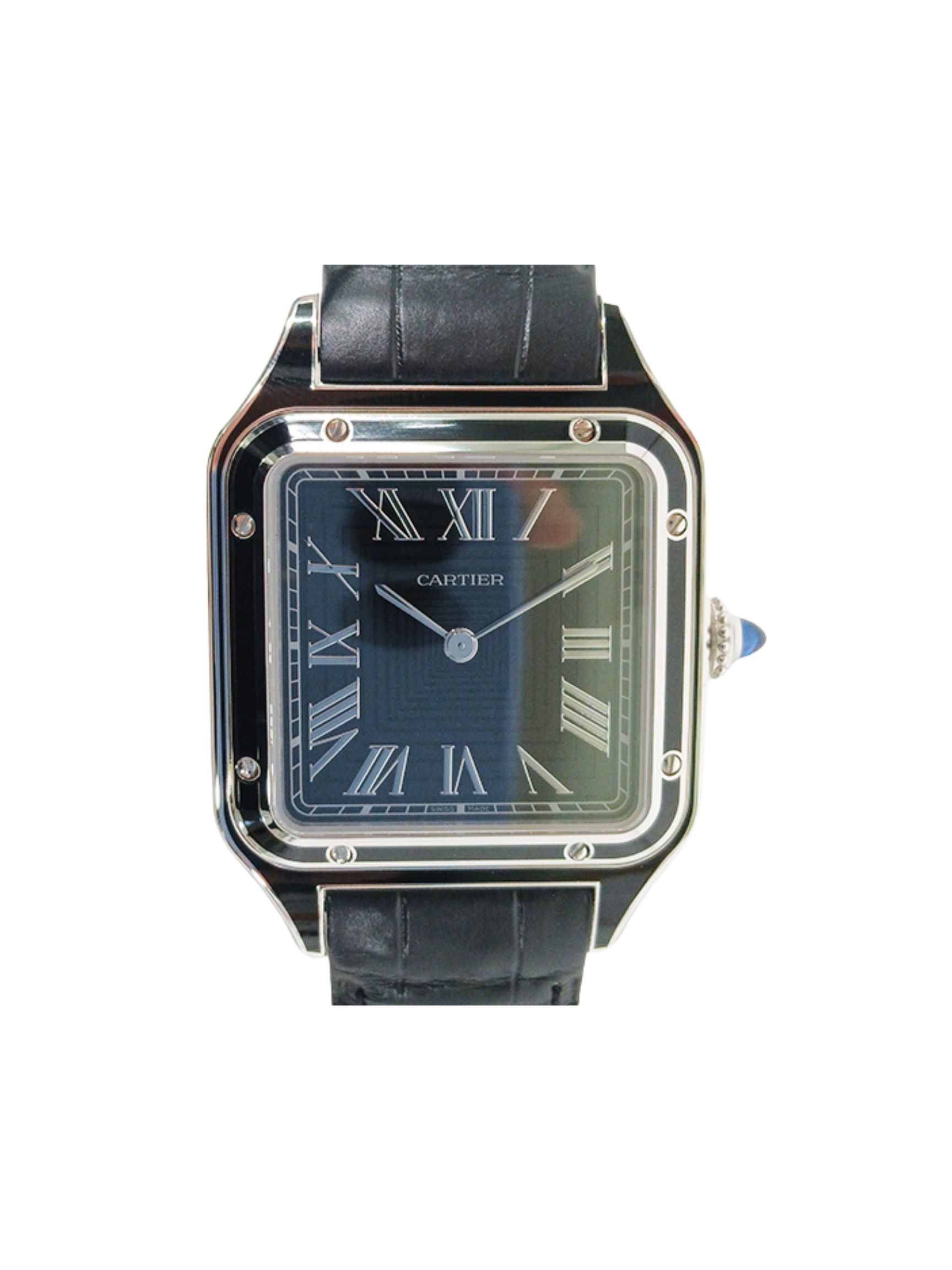 Cartier Santos Dumont Large Stainless Steel Black Roman Dial WSSA0046