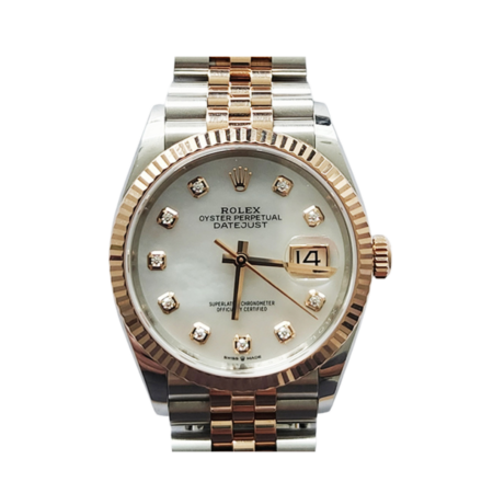 Rolex Datejust 36 Rose Gold and Steel White MOP Diamond Dial 126231