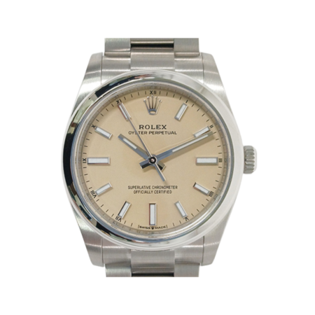 Rolex Oyster Perpetual Stainless Steel Beige Stick Dial 124200